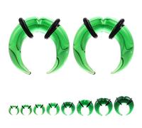 ZS 1 Pair Glass Septum Stretching Kit Set - C Shape Pincher Tapers with O-Rings & Grooved, 6G to 5/8" Buffalo Septum Retainers Rings for Nose Ear Piercing Jewelry, 4g(5mm), Glass, no gemstone