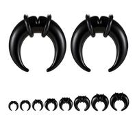 ZS 1 Pair Glass Septum Stretching Kit Set - C Shape Pincher Tapers with O-Rings & Grooved, 6G to 5/8" Buffalo Septum Retainers Rings for Nose Ear Piercing Jewelry, 00g(10mm), Glass, no gemstone