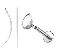 ZS 1 Piece ASTM F136 Titanium Lip Stud Solid Ashely Monroe Labret Jewelry, 16G Internally Threaded Tragus Helix Conch Cartilage Daith Earring Flat Back Stud Earring for Women Men (Teardrop, 10mm)