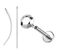 ZS 1 Piece ASTM F136 Titanium Lip Stud Solid Ashely Monroe Labret Jewelry, 16G Internally Threaded Tragus Helix Conch Cartilage Daith Earring Flat Back Stud Earring for Women Men (Circular, 8mm)