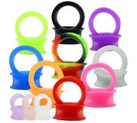 ZS 12 Pairs Silicone Flexible Thin Ear Plugs Tunnels Double Flared Expander Ear Gauges Piercing (00g(10mm))