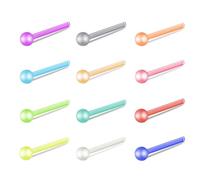 ZS 12pcs 20G Colorful Bioflex Flexible Nose Retainer Rings, Bioplastic Bendable Clear Nose Studs Nostril Piercing Jewelry for Women Men (Nose Bone, Ball)