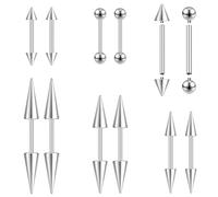 ZS 16G/18G Spike Cartilage Tragus Helix Piercing, Stainless Steel Spike Stud Earrings Internal Thread Curved Barbell Nose Bridge Rings Snake Bite Piercing Jewelry for Women Men (16g,8mm)
