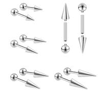 ZS 16G/18G Spike Cartilage Tragus Helix Piercing, Stainless Steel Spike Stud Earrings Internal Thread Curved Barbell Nose Bridge Rings Snake Bite Piercing Jewelry for Women Men (18g,8mm)