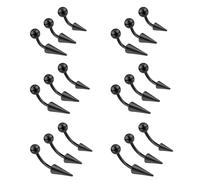 ZS 18Pcs 16G Spike Eyebrow Piercing Jewellry, Curved Barbell Vertical Labret Lip Rings, Spike Tragus Helix Earrings Rook Nose Bridge Rings for Women Men (Black,Curved)