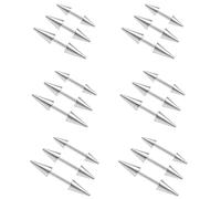 ZS 18Pcs 16G Spike Eyebrow Piercing Jewellry, Curved Barbell Vertical Labret Lip Rings, Spike Tragus Helix Earrings Rook Nose Bridge Rings for Women Men (Sliver,Straight)