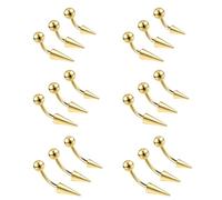 ZS 18Pcs 16G Spike Eyebrow Piercing Jewellry, Curved Barbell Vertical Labret Lip Rings, Spike Tragus Helix Earrings Rook Nose Bridge Rings for Women Men (Gold,Curved)