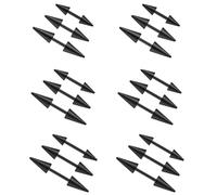 ZS 18Pcs 16G Spike Eyebrow Piercing Jewellry, Curved Barbell Vertical Labret Lip Rings, Spike Tragus Helix Earrings Rook Nose Bridge Rings for Women Men (Black,Straight)