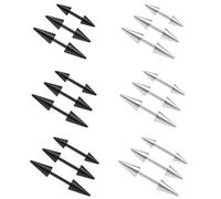 ZS 18Pcs 16G Spike Eyebrow Piercing Jewellry, Curved Barbell Vertical Labret Lip Rings, Spike Tragus Helix Earrings Rook Nose Bridge Rings for Women Men (Black+Sliver,Straight)