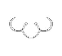 ZS 1PC Fake Septum Nose Ring Hoop, Non Pierced Nose Cuffs Faux Clicker Hanger, Nose Septum Ring Clip On Body Piercing Jewelry for Men Women, gold-plated-copper, no gemstone