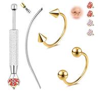 ZS 2 Pcs G23 Titanium Horseshoe Septum Nose Ring Hoop Spike Ball, 20G Internally Thread Nose Rings For Lip Helix Tragus Piercing Jewellery Women Men 8mm 10mm (Gold,Inner diameter:10mm)