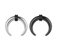 ZS 2Pcs Pincher Tapers Septum Rings, 2G 4G 6G 8G 10G 14G 16G Buffalo Horseshoe Stretcher Expander Piercing for Stretching Pierced Nose Ear Gauge for Women Men, Stainless Steel, no gemstone