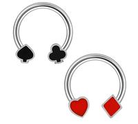 ZS 2Pcs Stainless Steel Nose Septum Ring, 16G Poker Horseshoe Nose Ring Hinged Segment Ring Cartilage Helix Tragus Rook Daith Earring Hoop for Women Men 8mm 10mm (SetA,8mm)