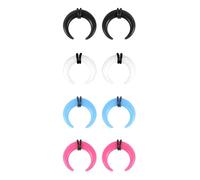 ZS 4 Pairs Acrylic Septum Taper Pincher Ring, 14G 12G 10G 8G 6G 4G 2G 0G 00G Buffalo Horseshoe Nose Ring Stretcher Expander for Stretching Pierced Nose Ear, Acrylic, no gemstone