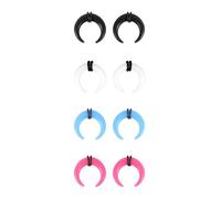 ZS 4 Pairs Acrylic Septum Taper Pincher Ring, 14G 12G 10G 8G 6G 4G 2G 0G 00G Buffalo Horseshoe Nose Ring Stretcher Expander for Stretching Pierced Nose Ear, Acrylic, no gemstone