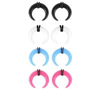 ZS 4 Pairs Acrylic Septum Taper Pincher Ring, 14G 12G 10G 8G 6G 4G 2G 0G 00G Buffalo Horseshoe Nose Ring Stretcher Expander for Stretching Pierced Nose Ear, Acrylic, no gemstone