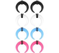 ZS 4 Pairs Acrylic Septum Taper Pincher Ring, 14G 12G 10G 8G 6G 4G 2G 0G 00G Buffalo Horseshoe Nose Ring Stretcher Expander for Stretching Pierced Nose Ear (00G)