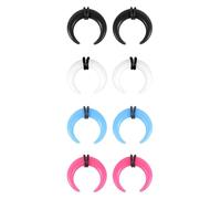 ZS 4 Pairs Acrylic Septum Taper Pincher Ring, 14G 12G 10G 8G 6G 4G 2G 0G 00G Buffalo Horseshoe Nose Ring Stretcher Expander for Stretching Pierced Nose Ear (2G)