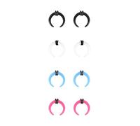 ZS 4 Pairs Acrylic Septum Taper Pincher Ring, 14G 12G 10G 8G 6G 4G 2G 0G 00G Buffalo Horseshoe Nose Ring Stretcher Expander for Stretching Pierced Nose Ear, Acrylic, no gemstone