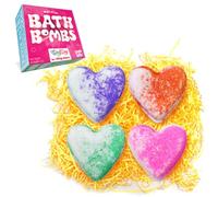 Z's 4 x Large UK Made Love Heart Bath Bombs Gift Set, Valentine's Day Present for Her, Women, Girlfriend, Wife, Mother's Day