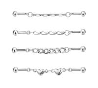 ZS 4Pcs 14G Chain Industrial Barbell Earring, 316L Surgical Steel Chain Cartilage Helix Stud Earrings, Industrial Bar Piercing Jewelry for Women Men (Mix Style A,14g(1.6mm))