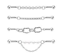 ZS 4Pcs 16G Chain Industrial Barbell Earring, 316L Surgical Steel Chain Cartilage Helix Stud Earrings, Industrial Bar Piercing Jewelry for Women Men (Mix Style B,16g(1.2mm))