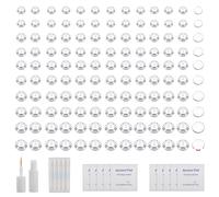 ZS 500Pcs Fake Nose Stud, Non-Piercing Eyebrow Nose Lip Ear Ring Fake Skin Piercing Jewelry, Faux Nose Studs Face Gems Stick on Face Jewels Eye Jewels with Eyelash Glue (Clear White)