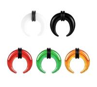 ZS 5Pcs Glass Septum Stretching Kit Set - C Shape Pincher Tapers with O-Rings, 14G to 5/8" Colorful Buffalo Septum Retainers Rings for Pierced Nose Ear (No-grooves,8g(3mm))