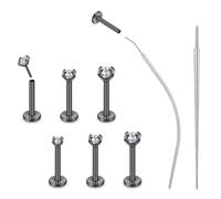 ZS 6Pcs 20G/18G/16G Threadless Push-in Flatback Nose Stud Rings Lip Ring, 2/3/4MM CZ Nostril Piercing Jewelry, Stainless Steel Tragus Helix Nose Stud Earrings for Women Men, 18G,L:8mm, Stainless Steel