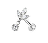 ZS ASTM F136 Titanium 16G 8mm Piercing Jewellry for Lip, Labret, Conch, Tragus, Helix, Earlobe - Hypoallergenic Internally Threaded Flat Back Cartilage Stud Earring (#11 )