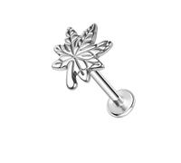 ZS ASTM F136 Titanium 16G 8mm Piercing Jewelry for Conch, Tragus, Helix, Lip, Labret, Earlobe - Hypoallergenic Internally Threaded Flat Back Cartilage Stud Earring (#25 Maple Leaf)