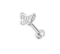 ZS ASTM F136 Titanium 16G 8mm Piercing Jewelry for Conch, Tragus, Helix, Lip, Labret, Earlobe - Hypoallergenic Internally Threaded Flat Back Cartilage Stud Earring (#39 Dotted Butterfly)
