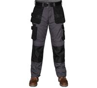 ZS7 Work Trousers Men Heavy Duty Combat Cargo Work Utility & Safety Pants Cordura Holster, Knee Pad Pockets Triple Line Stitched Durable Workwear (UK, Waist & Inseam, 34, 34, Grey)
