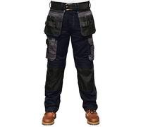 ZS7 Work Trousers Men Heavy Duty Combat Cargo Work Utility & Safety Pants Cordura Holster, Knee Pad Pockets Triple Line Stitched Durable Workwear (UK, Waist & Inseam, 36, 34, Navy)