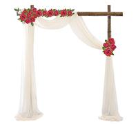 Zsanhua 1 Panel Wedding Arch Draping Fabric, 6.5 Yards Chiffon Fabric Drapery Lvory White Wedding Backdrop Drapes, Sheer Voile Drapes Swags for Wedding Ceremony Reception Decoration (30" x 236")