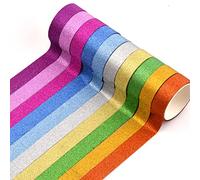 Zsanhua 10 Rolls Washi Tape, 15mm Washi Tape Set Glitter Washi Tape Set, 10 Colors Sparkling Decorative Tapes Colored Masking Tape for DIY Craft Scrapbooking Gift Wrapping, Random Color