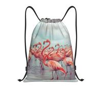 ZSCHJW Flock of Red Flamingos on the Beach Print Drawstring Bags,Drawstring Backpacks,String Bag Unisex Backpack For Gym Shopping Sport Yoga