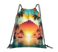 ZSCHJW Sunrise Tropical Palm Tree Island Print Drawstring Gym Bag,Backpack Bag Sport Gym Sack Drawstring Bag Yoga Bag