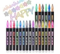 ZSCM 21 Colors Shimmer Glitter Markers Outline Pen, Double Line Super Squiggles Metallic Glitter Pens, Art Supplies Crafts Gifts