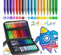 ZSCM 48 Pack Metallic Glitter Gel Pens Set, 24 Colours Sparkle Gel Pens with 24 Glitter Pen Refills in Canvas Bag for Adults Colouring Book Drawing Craft Scrapbooks Journaling