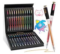 ZSCM Retractable Super Glitter Gel Pens, 24 Colors Large Capacity Metallic Sparkle Gel Ink Pens, 1 mm Fine Point Smooth Writing Color Pen for Adult Colouring Book Note Taking Aesthetic Art Supplies