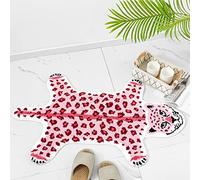 ZSCYD-yingda1992 Leopard Shaped Rug Animals Bath Mat Rug Non-Slip Bathroom Door Mat for Bedroom Bathroom Kitchen Cartoon Area Rug for Kid’s Room Soft Bathtub Mat Home Decor Pink