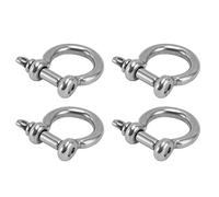 ZSDLKUTYR 4Pcs 304 Stainless Steel Shackle Screw Pin D Ring Bow Shape Anchor Load Clamp, Heavy Duty Bow Shackles, Glossy with Secure Screw Pin for Mining Equipmen (M8)