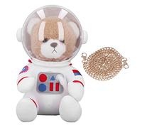 ZSDLKUTYR Space Bear Stuffed Toy, Adorable Cartoon Bear Doll, Soft Down Cotton Plush Toy with Chain, Cute Space Theme Design for Kids Birthday Gift, Home Decoration, 11.81 Inches (Brown)