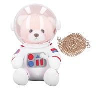 ZSDLKUTYR Space Bear Stuffed Toy, Adorable Cartoon Bear Doll, Soft Down Cotton Plush Toy with Chain, Cute Space Theme Design for Kids Birthday Gift, Home Decoration, 11.81 Inches (Pink)