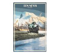 ZSEFV Ben Nevis Scotland Vintage Travel Poster Skyline Decorative Posters Modern Bedroom Canvas Art Poster Picture Painting Posters Wall Decor art Gift