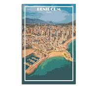ZSEFV Benidorm Spain Vintage Travel Poster Skyline Decorative Posters Modern Bedroom Canvas Art Poster Picture Painting Posters Wall Decor art Gift