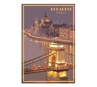 ZSEFV Budapest Hungary Vintage Travel Poster Night View Decorative Posters Modern Bedroom Canvas Art Poster Picture Painting Posters Wall Decor art Gift