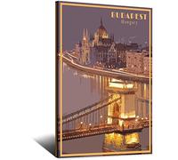 ZSEFV Budapest Hungary Vintage Travel Poster Night View Decorative Posters Modern Bedroom Canvas Art Poster Picture Painting Posters Wall Decor art Gift