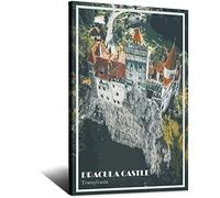 ZSEFV Dracula Castle Romania Transylvania Vintage Travel Poster Decorative Posters Modern Bedroom Canvas Art Poster Picture Painting Posters Wall Decor art Gift